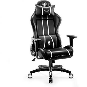 Silla Gamer Diablo X-One 2.0 Ergonomica Negra y Blanca con Soporte Lumbar y Reposabrazos Ajustables - Tamaño Normal