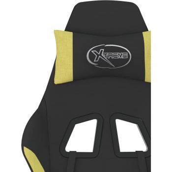 Silla de juego negro y verde claro en tela con masaje