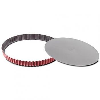 Tefal Delibake J16415 Molde tarta redondo 28 cm, forma redonda desmontable y con gran fondo extraíble, revestimiento antiadherente, fácil desmonte, de acero al carbono, con grosor 3/10, rojo