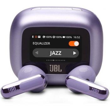 Auriculares True Wireless JBL Live Flex 3 con cancelación de ruido, diseño Open Stick y audio de alta resolución, Morados