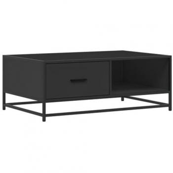 Mesa de centro de madera ingeniería y metal negro 90x57x35 cm