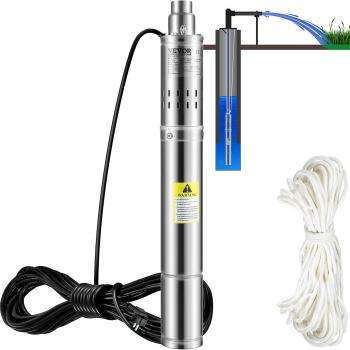 Bomba sumergible para pozos profundos Vevor, 550 W, 230 V/50 Hz, caudal de 35 l/min, altura máxima de 108 m, resistente a la arena