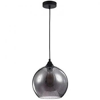 Lámpara Colgante Bergen Efecto Lluvia Ø 25 cm, Diseño Moderno en Metal Negro y Vidrio, E27