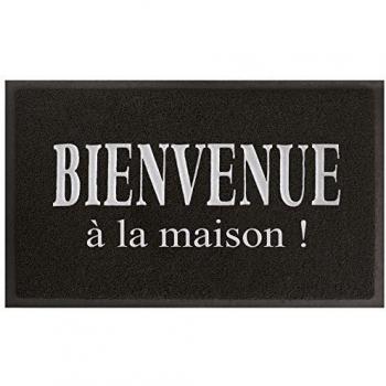 Tapis Déco - 1740410, Tapete De Entrada Rectangulo, 45 X 75 Cm, Maison, Alfombra De Entrada, Negro/Gris