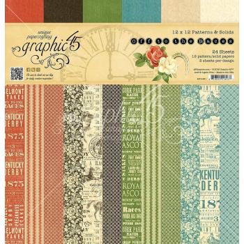 Graphic 45 Double-Sided Paper Pad 12X12 24/Pkg-Off To The Races Print & Solid 12 Design