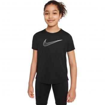 Nike Dri-FIT One Graphic Short Sleeve T-Shirt Girls Black - S