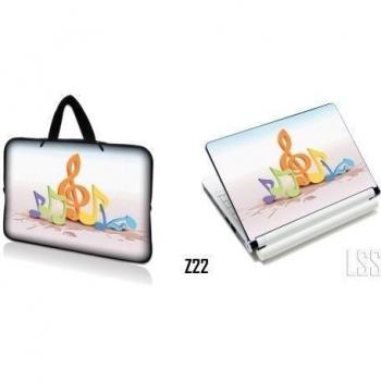 LSS & Macbook PRO Laptop Sleeve Bag Carrying Case w/Hidden Handle & Matching Vinilo Adhesivo Para 16 17 17,3 17,4 Music Notes