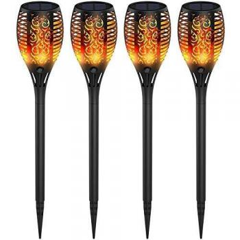 Ruyilam Llama Luz Solar de Exterior, 4 Pack Antorcha Luces Solares Inalámbricas Impermeables para Jardín, Terraza, Patio, Fiestas, Iluminación al Aire Libre, Encendido Apagado Automático