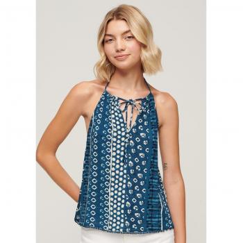 Camiseta de mujer de playa estampada con escote Halter