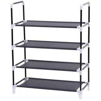 Songmics 4 pisos Zapatero Estantería Organizador de tela de zapatos 58 x 28 x 74 cm tela no tejida Negro LSR04H
