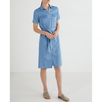 Vila Vestido midi denim VIBISTA para mujer con cinturón