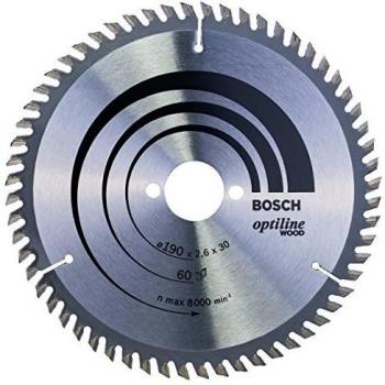 Bosch Optiline Wood - Hoja de Sierra Circular 190 x 30 x 2,6 mm, 60 Dientes