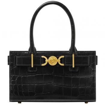 Versace Women's Medusa '95 Small Croco Embossed Leather Tote Bag in Black | Size UNI | 10131691A087241B00V