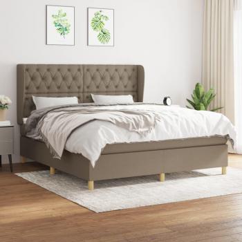 Cama box spring de muelles con colchón Tortera 160x200 cm en tela gris taupe