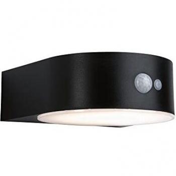 Lámpara de pared solar LED Paulmann Eileen con sensor de movimiento, IP44, 300 lm, luz cálida, color negro