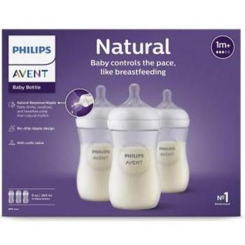 Philips AVENT Natural Response 3.0 Baby Bottle, 260ml, 3 Pack, 1m+