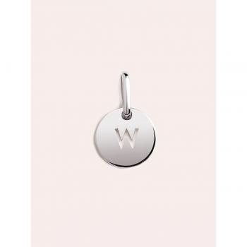 Charm Mini Medallion Letter de plata bañado en rodio initial W