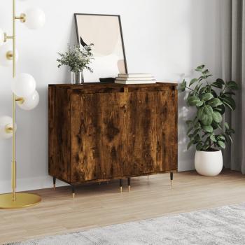 Aparadores de Madera de Ingeniería 2 uds 40x35x70 cm en Roble Ahumado, Mueble de Almacenaje para Salón, Buffet y Armario Auxiliar