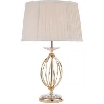 Lámpara de mesa Egea, 1 luz, latón pulido y vidrio con pantalla, base E27