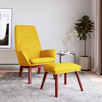 Sillón de Relax con Taburete Tela Amarillo Mostaza Ajustable
