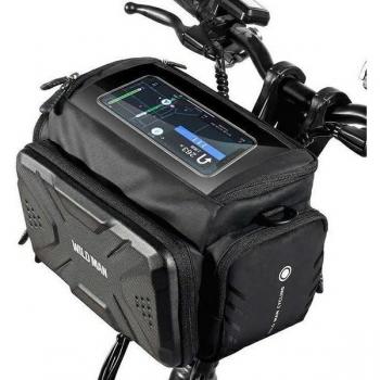 Bolsa de cuadro para bicicleta Wildman GS6, soporte para smartphone, color negro