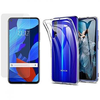 Pack 2 en 1 Funda Gel Transparente + Protector de Cristal Templado para Huawei Nova 5T / Honor 20 - Protección Completa