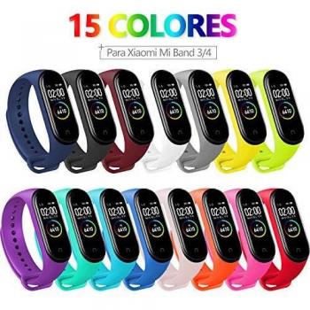 BANGTING 15 PCS Correa Compatible con Pulseras Xiaomi Mi Band 3/4, Correas para Fundas Mi Fit Band 4 My Band 3 Inteligente Funda Miband3 Pulsera Reloj Silicona Banda Reemplazo