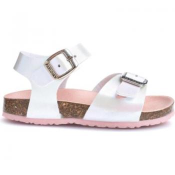 Sandalias Pablosky para niña en color plata, de materiales reciclados, con hebilla, modelo 428 300 multicor