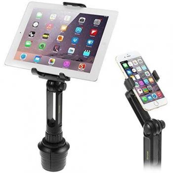 iKross 2-en-1 Soporte Tablet o Móvil para Coche, Coche-Soporte Universal de Portavasos Adjustable para Tablet, iPad, o iPhone Teléfono Smartphone - IKHD22