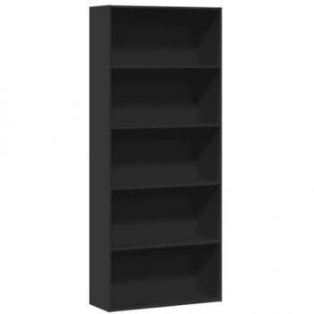 Estantería de madera de ingeniería negra 80x30x189 cm