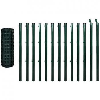 vidaXL Set de Euro-Valla 25x0,8 m Acero Verde Recinto Vallado Cercado Tapia