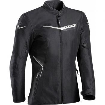Ixon Chaqueta de Moto para Mujer Slash Negro-Plateado, chaqueta textil, color negro y plateado, diseñada específicamente para mujeres, talla XS