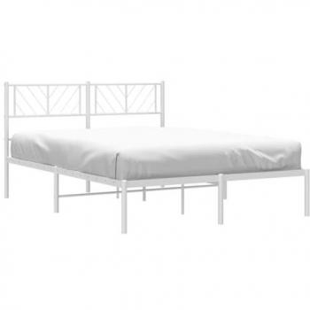 Estructura de cama de metal blanca con cabecero, 120x200 cm, sin colchón