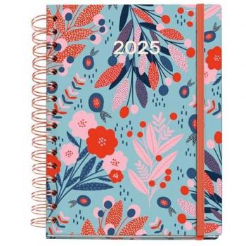 Agenda Anual 2025 Miquelrius Printed Picnic, 160x218 mm, Semana Vista, Doble Espiral, Cubierta Plastificada, Papel 100 g/m², Diseño Exclusivo en Rojo