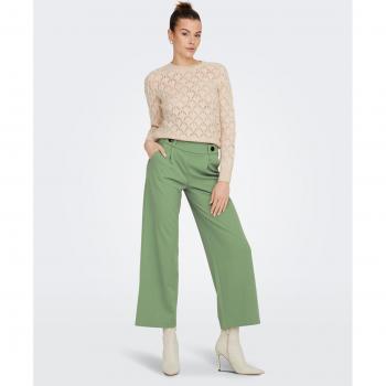 Pantalón de mujer de corte ancho con cintura elástica en color verde claro, modelo Geggo.