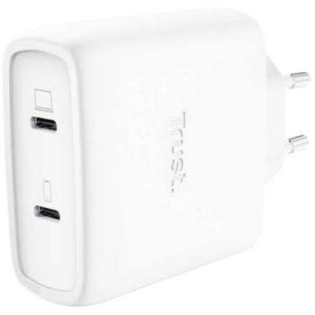 Cargador USB-C GaN Trust Maxo 65W con 2 Puertos y Cable USB-C Blanco