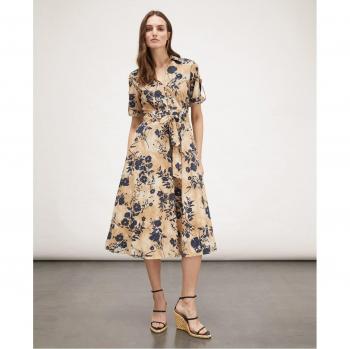 Motivi - Elegante vestido camisero de manga corta con delicado estampado floral