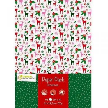 AVENUE MANDARINE - 96 Feuilles Imprimées Motifs Noël Enfant - Loisirs Créatifs, Scrapbooking et DIY - 24 Motifs Décoratifs x 4, Recto Verso - 21x29,7 cm 170g - CC039C Paper Pack Christmas