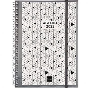 Finocam Espiral Personalizable Basics - Portadocumentos con Agenda 2022 Semana Vista Vertical, Sobremesa - E10 - 155x212 mm, Negro