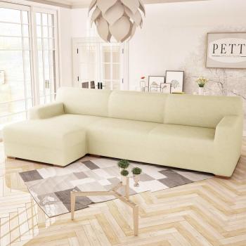 PETTI Artigiani Italiani Sofa Longue, Funda Elástica, 100% Made in Italy, Crema, 3 Plazas