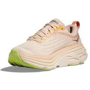 Hoka One One Bondi 8 Women's Road Running Shoes in Pink/Cream