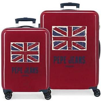 Pepe Jeans Andy Juego de Maletas Rojo 55/68 cms Rígida ABS Cierre combinación 104L 4 Ruedas Dobles Equipaje de Mano