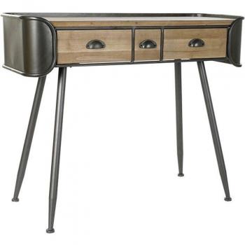 Consola de abeto y metal en tono natural, medidas 103x38x82,5 cm