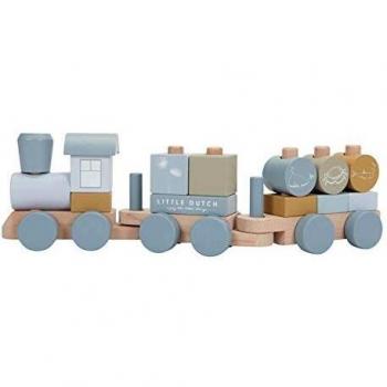 Little Dutch 7036 - Tren de Madera con Formas de Ranuras, Color Azul