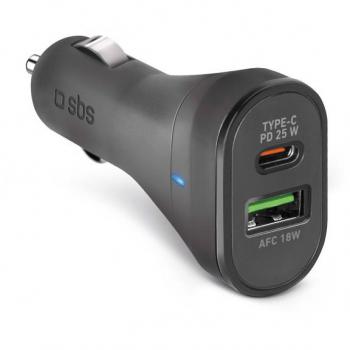 Cargador de Auto USB-C 25W Negro para Dispositivos Móviles