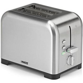 Princess Tostadora de Acero Inoxidable Deluxe, 850 W, 2 Ranuras, Negro