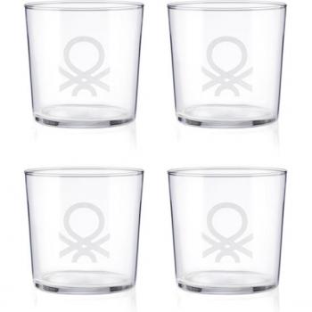 Set 4pcs Vasos de Agua 0,345l Cristal Logo Transparente Casa Benetton