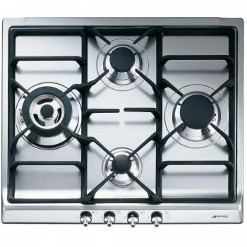 Smeg SER60SGH3 Encimera de Gas Natural 60cm Acero Inoxidable 4 Quemadores Integrado Encendido Automático Estética Clásica