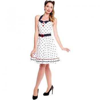 Disfraz de Vestido Blanco con Lunares Años 50 para mujer