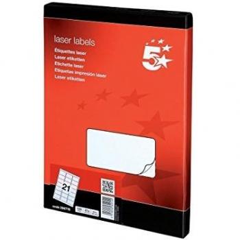 5 star White Lase Labels - Paquete de 2100 etiquetas para impresoras